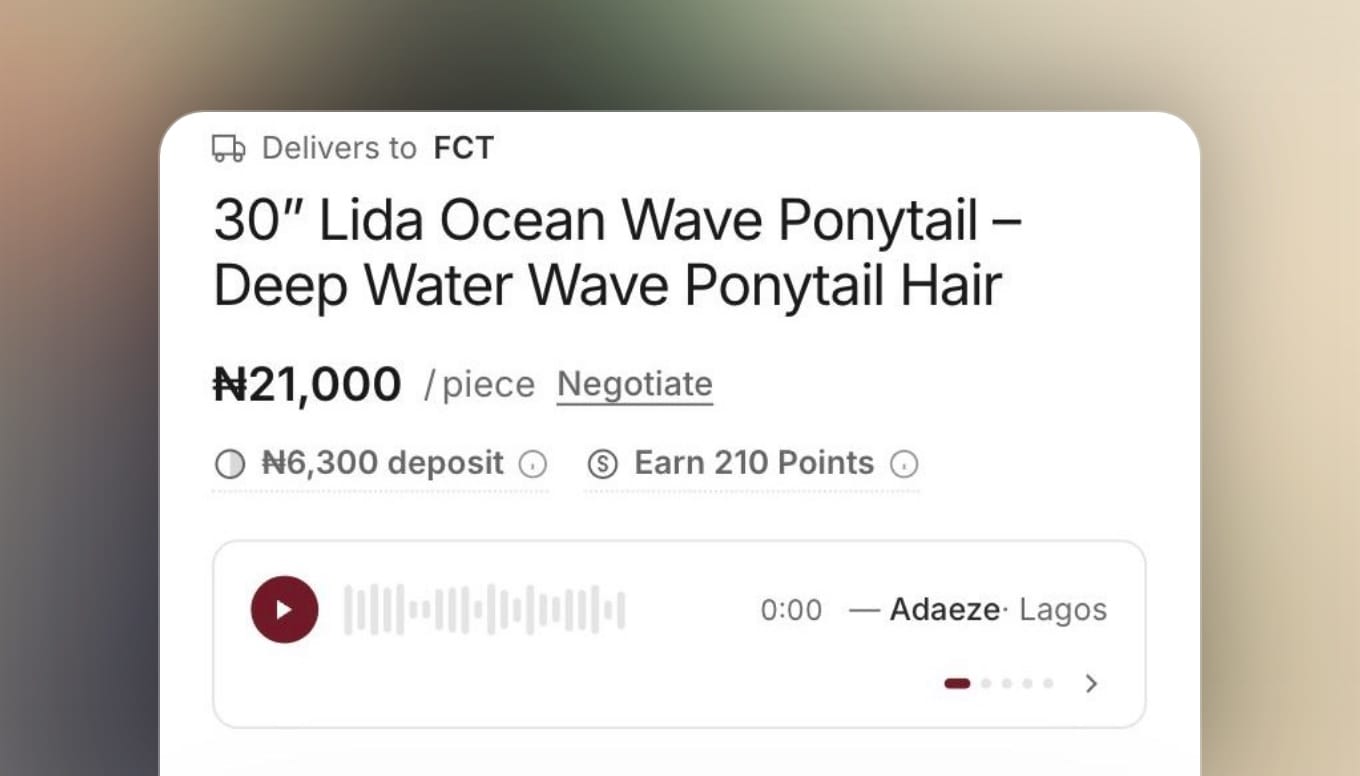 A product page with a Negotiate link, a part-payment deposit and a customer voice review