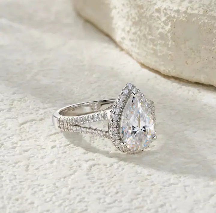 Pear Moissanite Engagement Ring