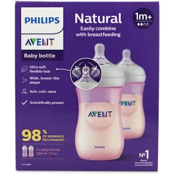 Avent 260ml/9oz bottle pink