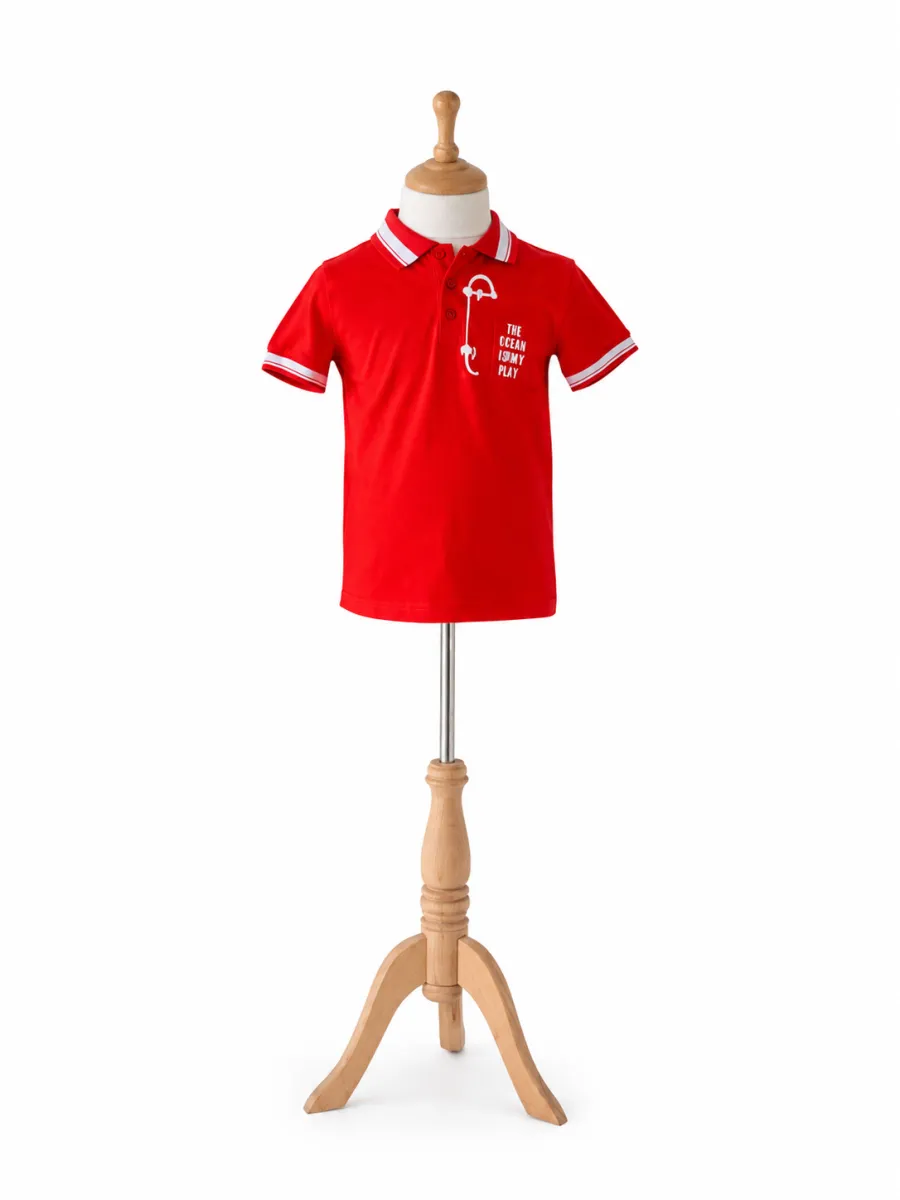 Wanex Red poloshirt 2-7yrs