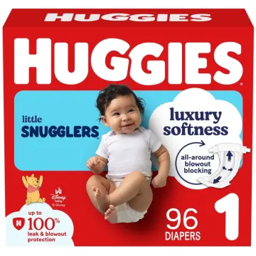 Huggies Little Snugglers, Fragrance Free Baby Diapers Size 1, 6kg,96 Count