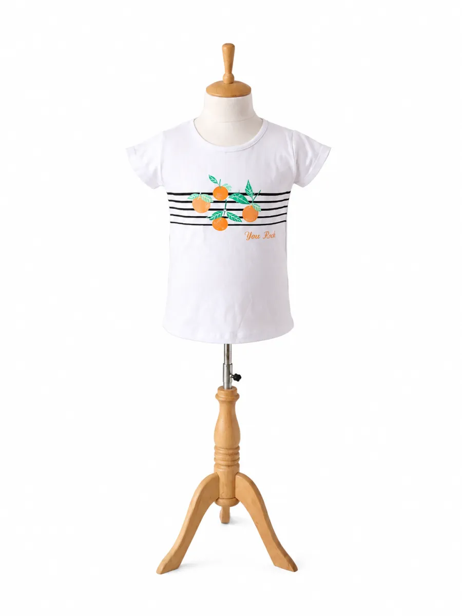 Wanex white top   orange design3-8y