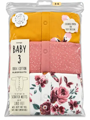 George Floral print 3in 1 sleepsuit