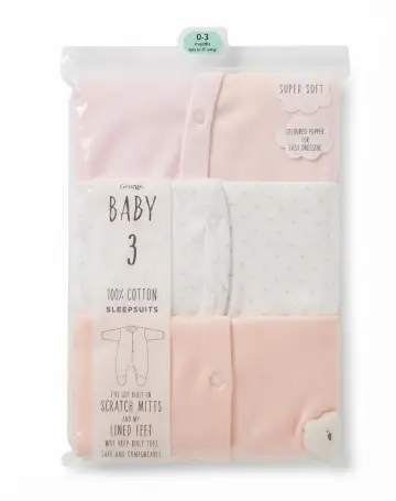 George Baby 3 Cotton Sleepsuits