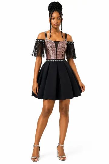 Erkut black/pink  short dress