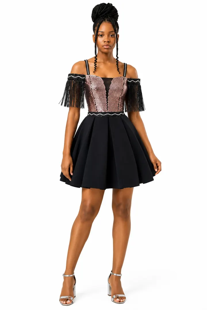Erkut black/pink  short dress
