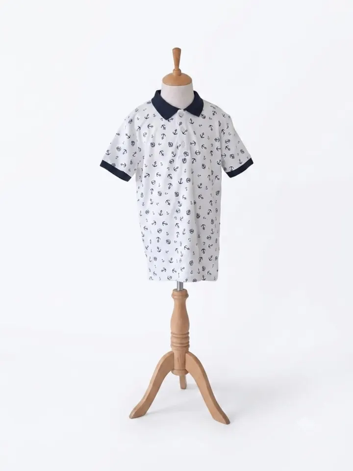 Wanex polo white shirt patern 8-12yrs