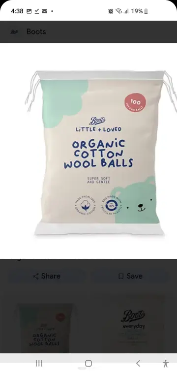 Boots Little + Loved Organic Cotton wool Ball