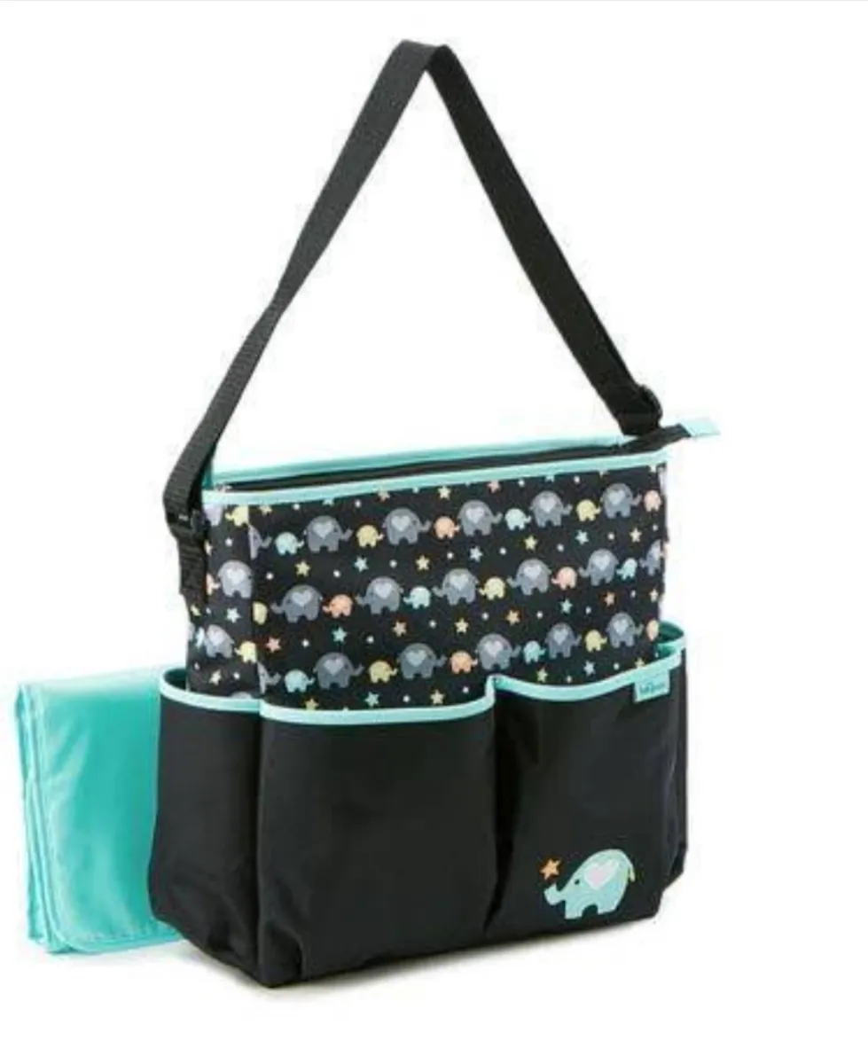 Baby boom elephant print tote blue
