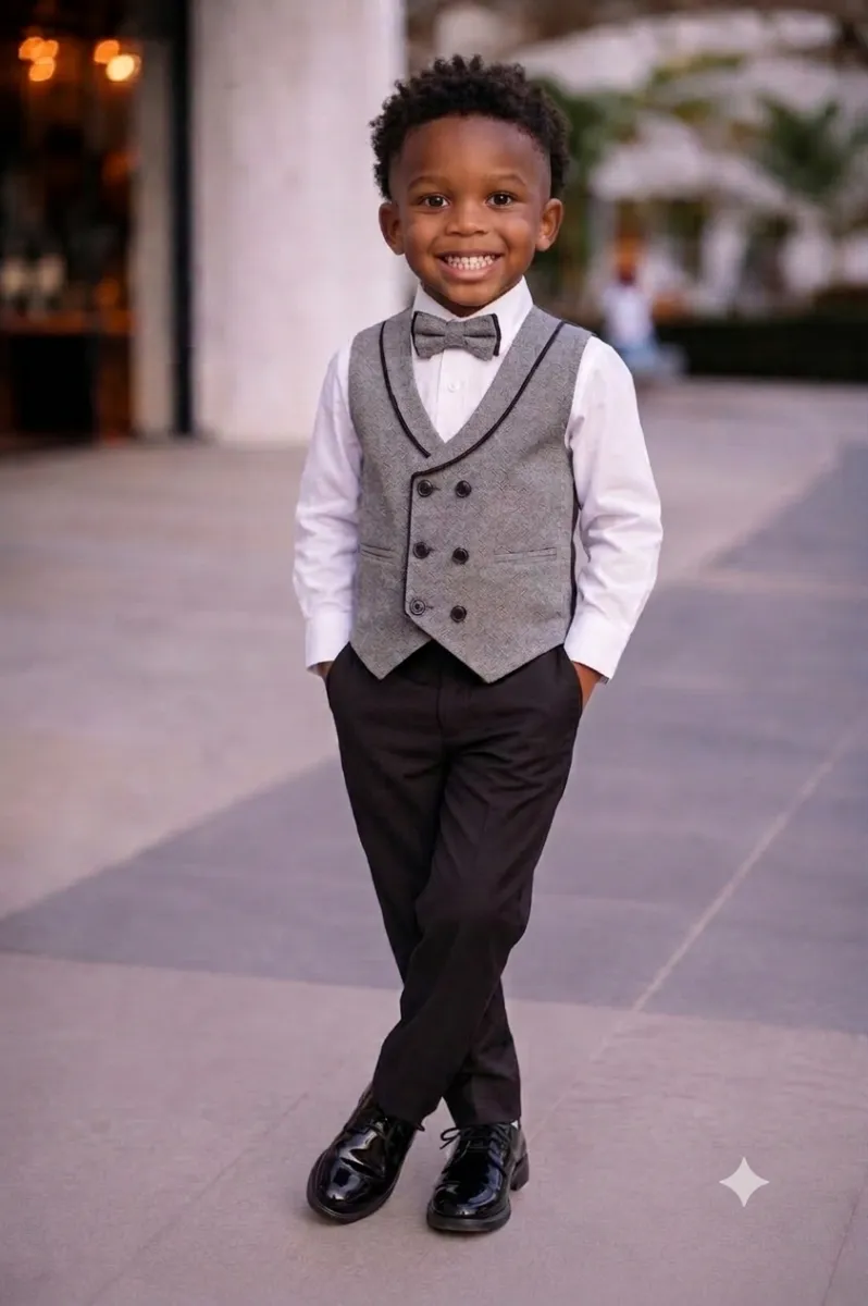 Messy Grey Boyssuit 3-6yrs