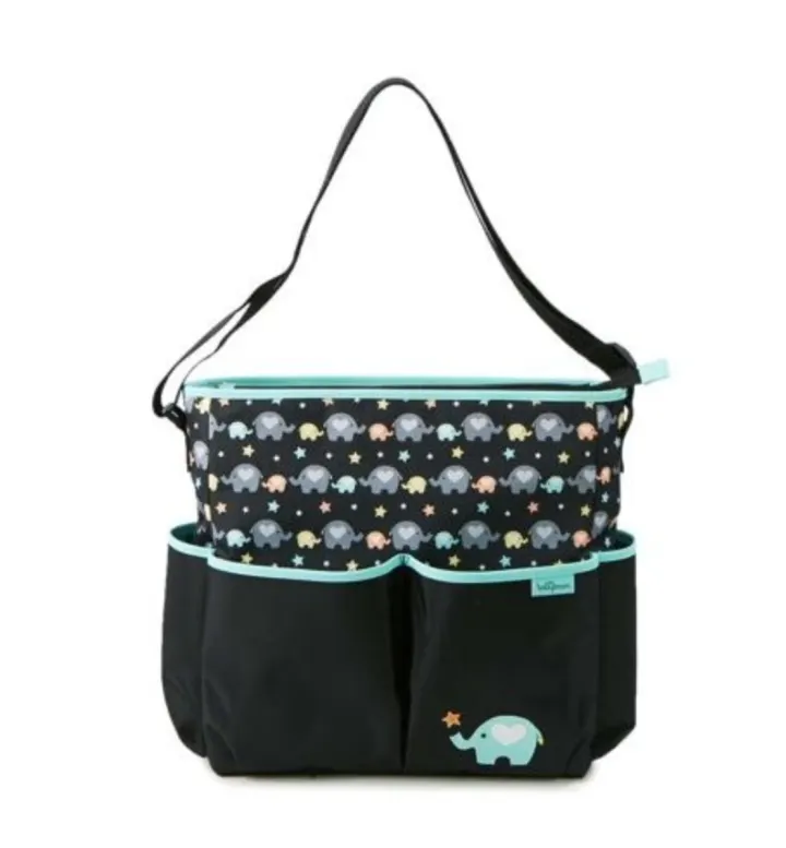 Baby boom elephant print tote blue