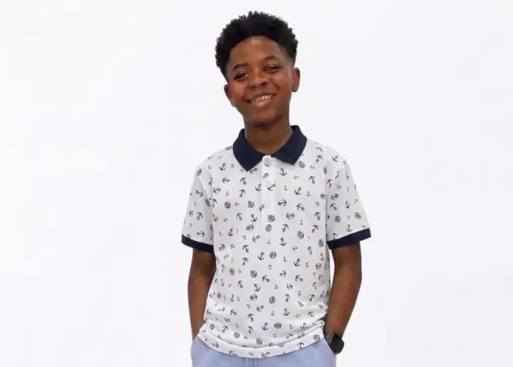 Wanex polo white shirt patern 8-12yrs