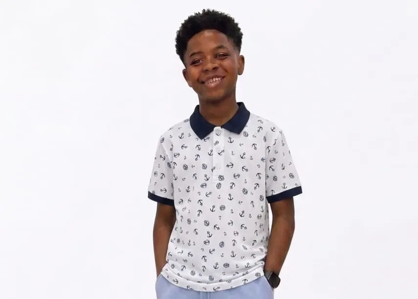 Wanex polo white shirt patern 8-12yrs