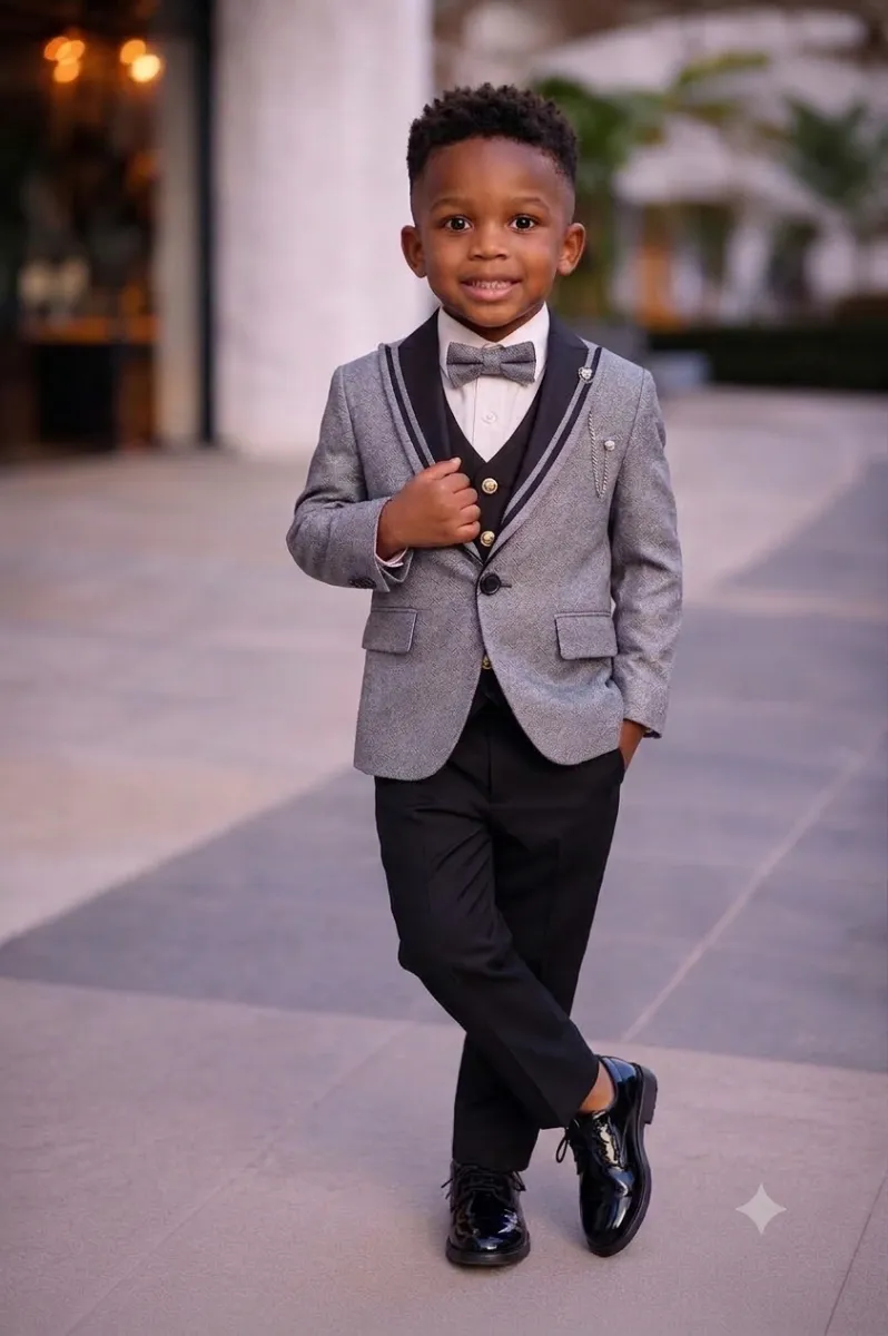 Messy Grey Boyssuit 3-6yrs