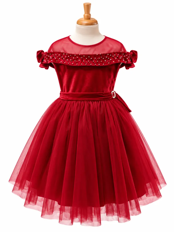 Jolanda Red dress with net