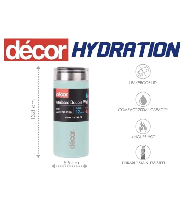 Decor 200ml insulated mini water flask (mint green)