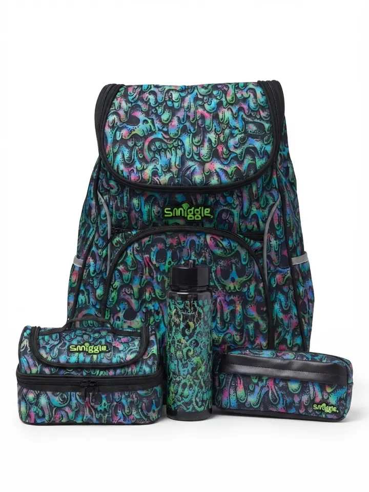 Smiggle surreal (4pcs) backpack black