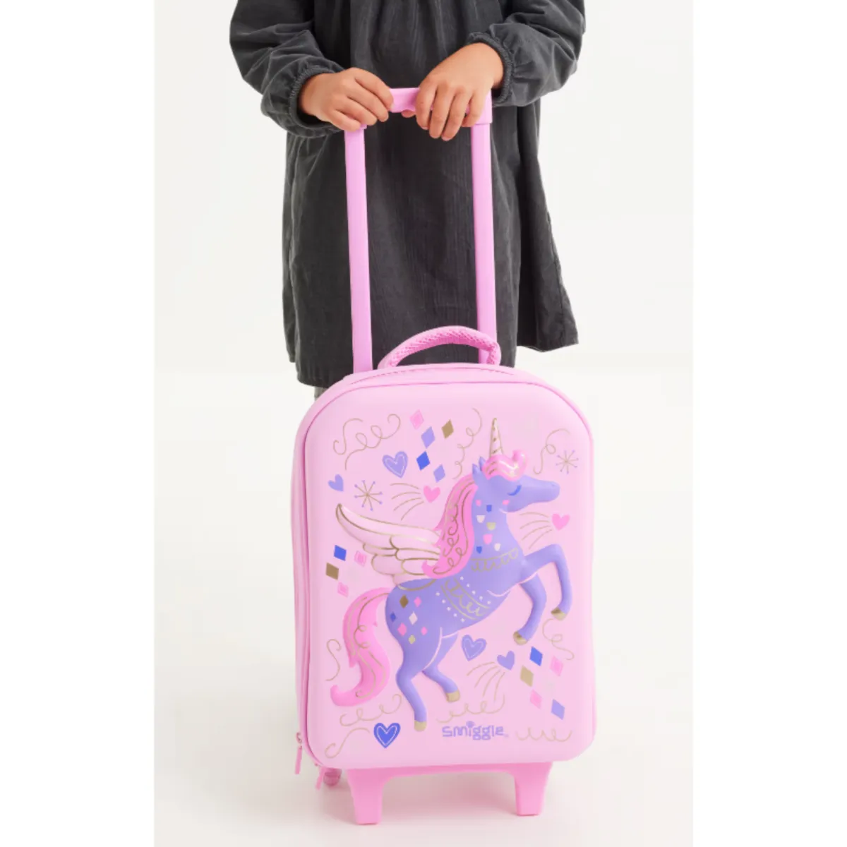 Smiggle horsey junior hardtop trolley bag(pink)